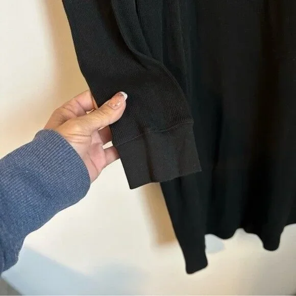 Lauren Ralph Lauren Black Thermal Waffle Knit Long Sleeves Shirt Dress Size XL - Picture 5 of 9